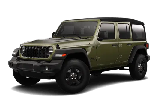 Green Jeep Wrangler available for rent
